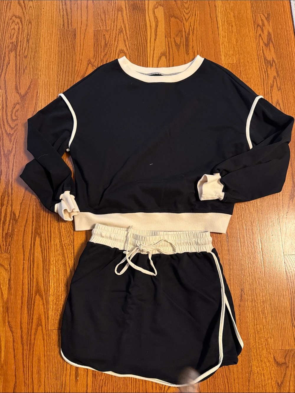 Matching Set - Black and White Long Sleeve and Skort
